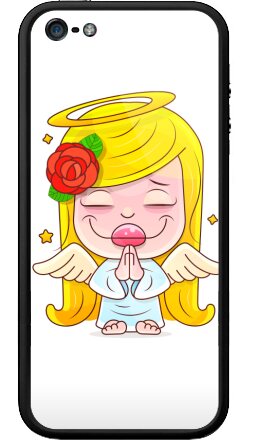 Милый мультяшный ангелочек с розой и крылышками - Бампер на iPhone 5, 5S, страница 7
