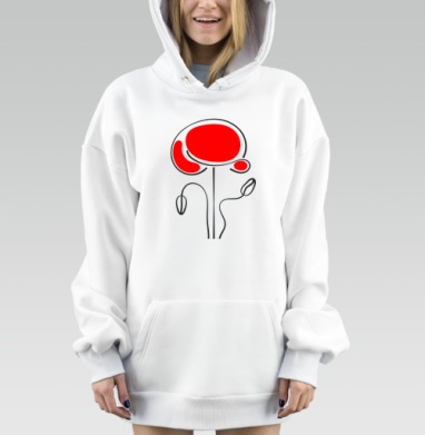 Красный цветок абстрактная графика синий серый красный, Hoodie Mjhigh Dig, оверсайз, утепленная