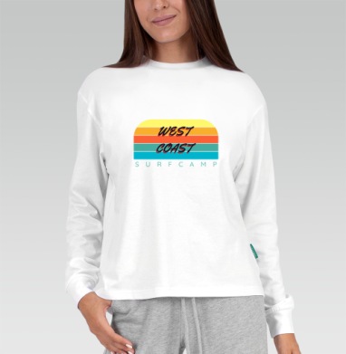 West Coast Surf Camp Летний Пляжный Отдых на Западном, Футболка лонгслив женская белая