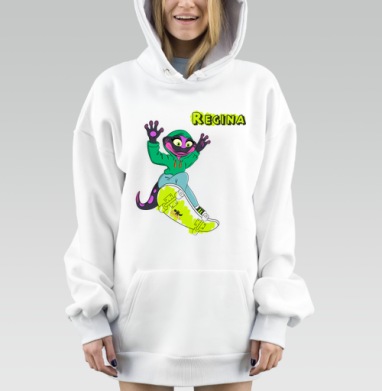 Активный скейтер геккон на доске Regina, Hoodie Mjhigh Dig, оверсайз, утепленная