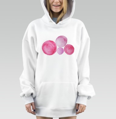 Акварельные круги розовых оттенков для легкости и умиротворения, Hoodie Mjhigh Dig, оверсайз, утепленная