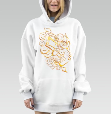 Золотой орнамент с игральными костями и картами, Hoodie Mjhigh Dig, оверсайз, утепленная