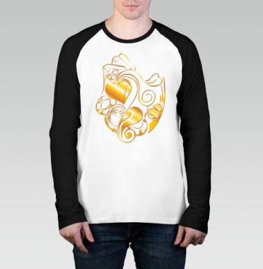 Золотое Декоративное Сердце – Стиль и Роскошь, Футболка длинный рукав / Мужчинам / Реглан / Принт
