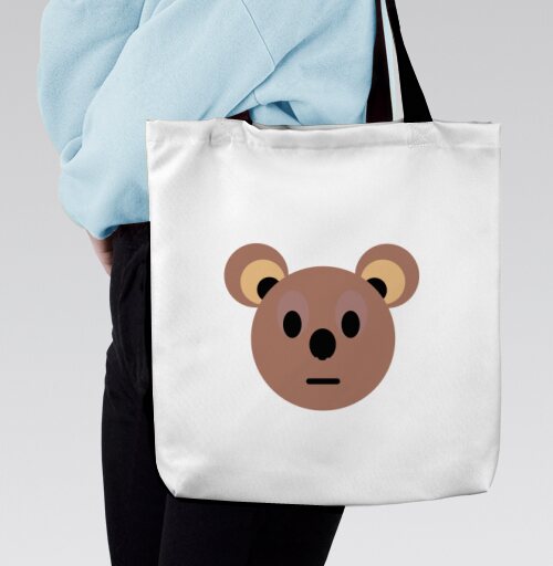 Минималистичная мордочка коалы на сером фоне мордочка коалы на сером фоне, Сумка с ручкой и внутренним карманом на молнии
