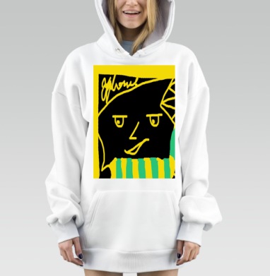 Жёлтое лицо уверенный взгляд яркие цвета, Hoodie Mjhigh Dig, оверсайз, утепленная