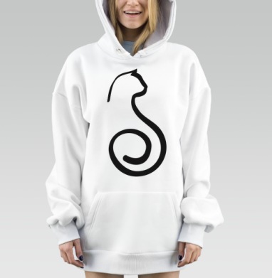 Минималистичный черный силуэт кошки декоративный, Hoodie Mjhigh Dig, оверсайз, утепленная
