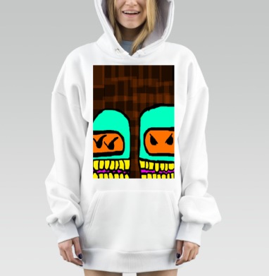 Конфликт в скафандрах бирюзовый оранжевый жёлтый розовый чёрный, Hoodie Mjhigh Dig, оверсайз, утепленная