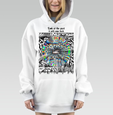 Яркое цифровое искажение глаз эффект цифровой реальности, Hoodie Mjhigh Dig, оверсайз, утепленная