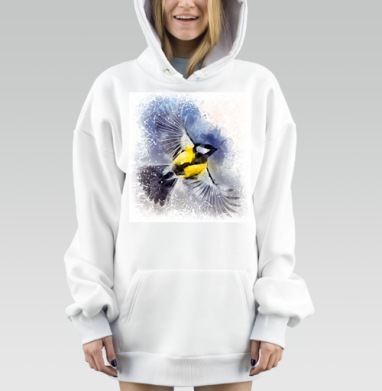 Свобода полёта птицы нежное акварельное вдохновение, Hoodie Mjhigh Dig, оверсайз, утепленная