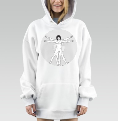 Мужская фигура в классической позе Витрувианского человека навсегда, Hoodie Mjhigh Dig, оверсайз, утепленная