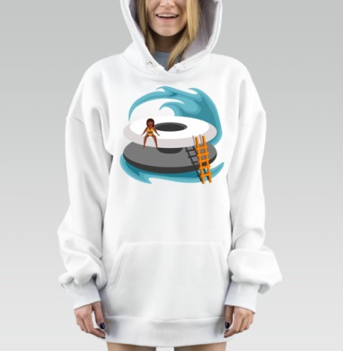 Девушка на надувных кругах у волн Девушка на надувных кругах у волн, Hoodie Mjhigh Dig, оверсайз, утепленная