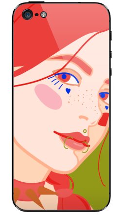 Яркий портрет девушки в стиле e-girl с пирсингом - Виниловые наклейки на iPhone 5 - купить в Москве, страница 5