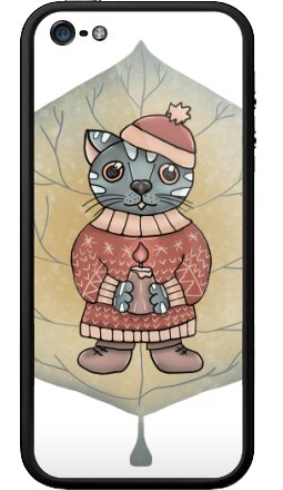 Антропоморфный кот в уютном свитере с свечой - Бампер на iPhone 5, 5S, страница 5
