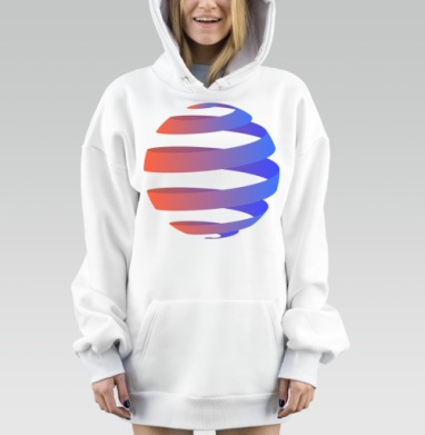 Спиральное движение ленты плавный переход синего розового, Hoodie Mjhigh Dig, оверсайз, утепленная