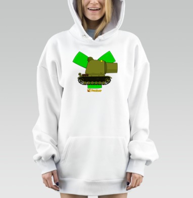 Танк с большой пушкой и веселым персонажем РАНЗАР, Hoodie Mjhigh Dig, оверсайз, утепленная