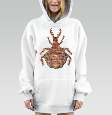 Хищный радужный муравьиный лев на сером фоне, Hoodie Mjhigh Dig, оверсайз, утепленная