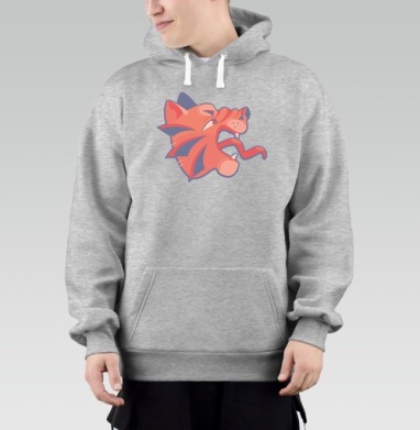Рыжие тигры на голубом фоне с высунутым языком паттерн, Толстовка Mjhigh–Mel, утепленная