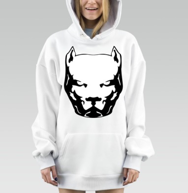 Черно белая голова мощного питбуля, Hoodie Mjhigh Dig, оверсайз, утепленная