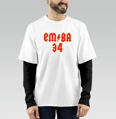 Красные буквы с молнией на сером фоне 34, Футболка мужская лонгслив OneOne