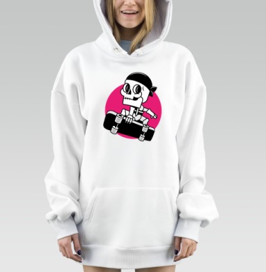 Скелет на скейтборде дерзкий прыжок активный драйв, Hoodie Mjhigh Dig, оверсайз, утепленная