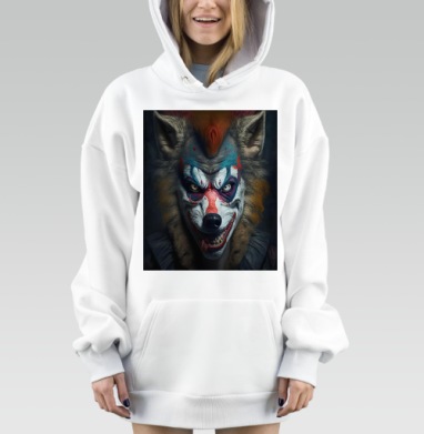 Злобный волк клоун грим смех темная сторона, Hoodie Mjhigh Dig, оверсайз, утепленная