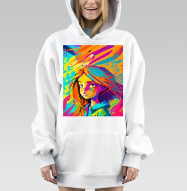 Яркая девушка в красках эмоций и чувств, Hoodie Mjhigh Dig, оверсайз, утепленная