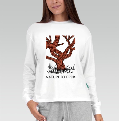 Хранитель природы красное дерево вдохновение Nature Keeper, Футболка лонгслив женская белая