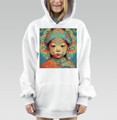 Восточный мальчик в орнаменте традиций и современности, Hoodie Mjhigh Dig, оверсайз, утепленная