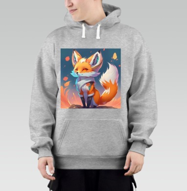 Fire Magic Fox Spirit Kitsune Anime / Магия Огня Дух Лисы Кицунэ Аниме, Толстовка Mjhigh–Mel, утепленная