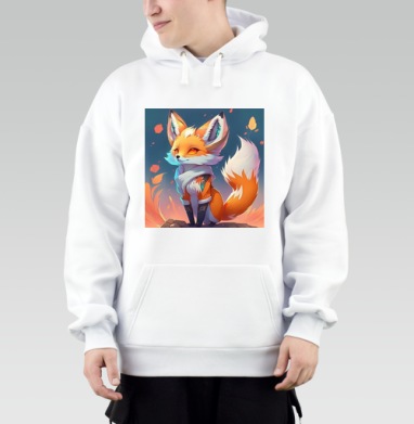Fire Magic Fox Spirit Kitsune Anime / Магия Огня Дух Лисы Кицунэ Аниме, Толстовка Mjhigh, утепленная