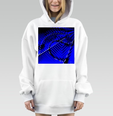 Синий динамический абстрактный арт в черных тонах, Hoodie Mjhigh Dig, оверсайз, утепленная