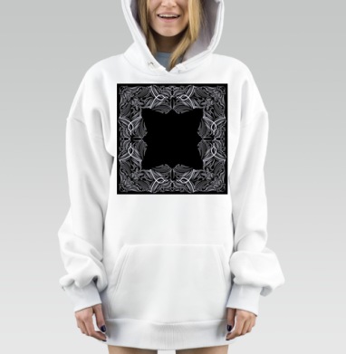 Белая Пинстрайпинг Квадратная Рамка Черный Фон, Hoodie Mjhigh Dig, оверсайз, утепленная