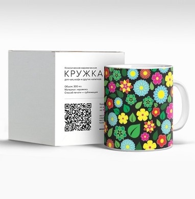 Цветочный фон, Кружка c принтом керамическая