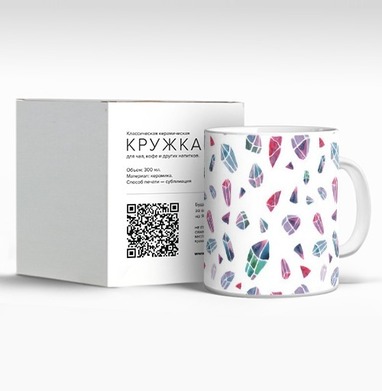 Акварельный принт с кристаллами и драгоценными камнями - Магазин футболок Korzhio - Дизайнерские принты