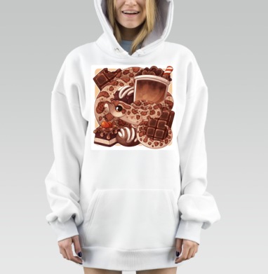 Свиноносый ужик в компании сладких вкусняшек, Hoodie Mjhigh Dig, оверсайз, утепленная