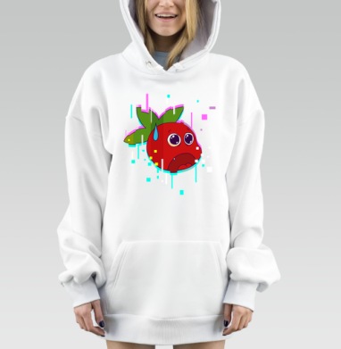Испуганная ягода в цифровых помехах ягода в цифровых помехах, Hoodie Mjhigh Dig, оверсайз, утепленная