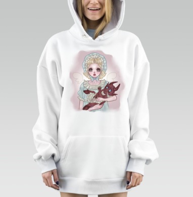 Невинная девочка с тёмным демоном невинная девочка с темным, Hoodie Mjhigh Dig, оверсайз, утепленная
