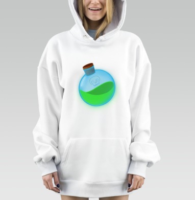Колба с зеленой жидкостью и черепом на фоне, Hoodie Mjhigh Dig, оверсайз, утепленная