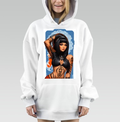 Девушка с тату и этническим узором на теле, Hoodie Mjhigh Dig, оверсайз, утепленная