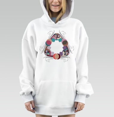 Абстрактные плавные формы с кругами в теплых оттенках, Hoodie Mjhigh Dig, оверсайз, утепленная