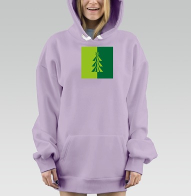 Симметричная зеленая елка в минимализме цвета темно зеленый, Hoodie Mjhigh Dig Mel, Fiolet, утепленная