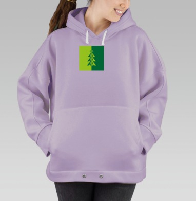 Симметричная зеленая елка в минимализме цвета темно зеленый, Hoodie Oversize Fiolet