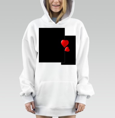 Красные сердца на черном фоне парят надписи, Hoodie Mjhigh Dig, оверсайз, утепленная