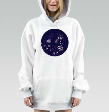 Ночное космическое сияние звезд нежность волшебства, Hoodie Mjhigh Dig, оверсайз, утепленная