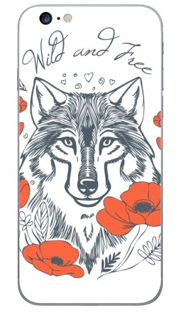 Изысканный арт с волком и красными маками - Виниловые наклейки на iPhone 6 plus - купить в Москве, страница 3