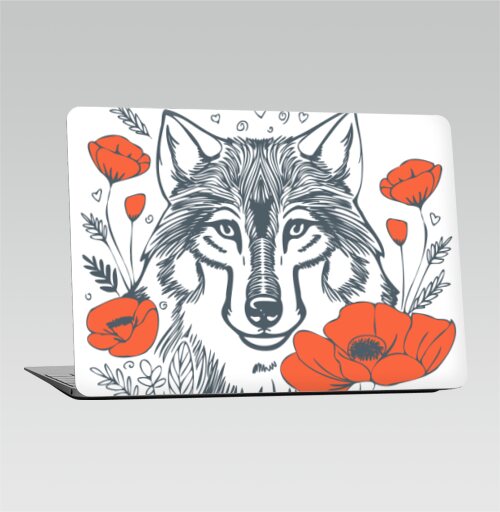 Изысканный арт с волком и красными маками - Наклейки на 2010-2017 – Macbook Air, страница 3