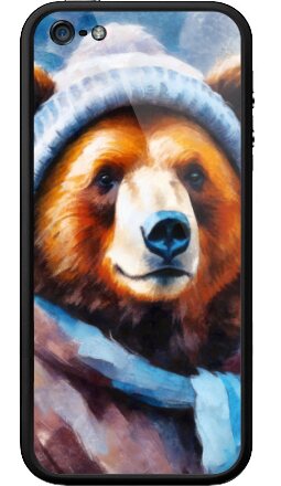 Зимний медведь в вязаной шапке и шарфе - Бампер на iPhone 5, 5S, страница 3
