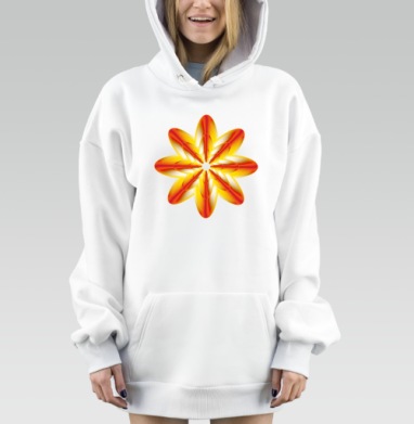 Абстрактный светящийся цветок из лучей на сером фоне, Hoodie Mjhigh Dig, оверсайз, утепленная