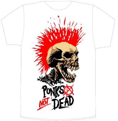 Агрессивный череп с красным ирокезом «Punks Not Dead» - Своя футболка белая A6 (10 x 15 см), страница 5