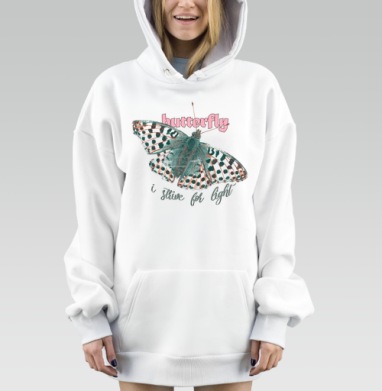 Хрупкая бабочка стремится к свету i strive for light, Hoodie Mjhigh Dig, оверсайз, утепленная
